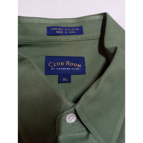 Silk clubroom men's button up short sleeve search Olive color XL - Picture 2 of 4